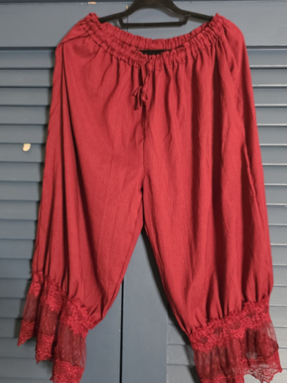 Girls' Elastic Waist Red Lace-Trim Casual Bottoms